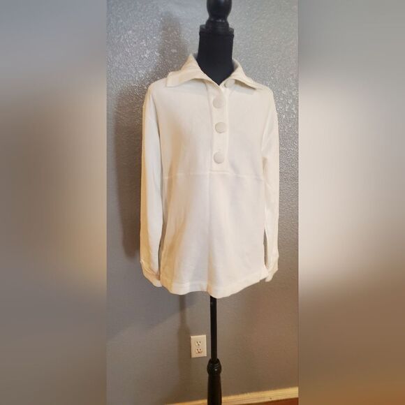 Rebecca Taylor White French Terry Pullover Long Sleeve Sweatshirt Size S - Picture 2 of 16
